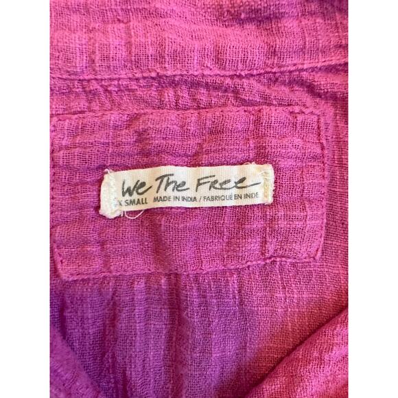We The Free People Button Top Small Oversized Gauze Long Sleeve Boho Beach Pink - Picture 11 of 16